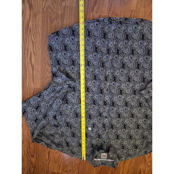 Cinch Mens XL Paisley Print Long Sleeve Button Up Shirt Black White Cotton - Picture 4 of 7